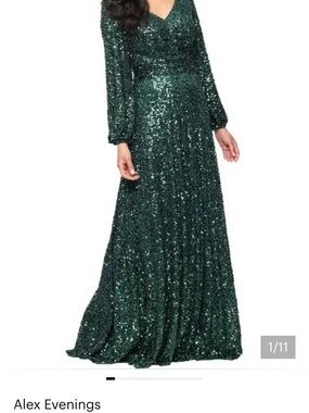 Green Sequined Size 20 Alex Evening Gown